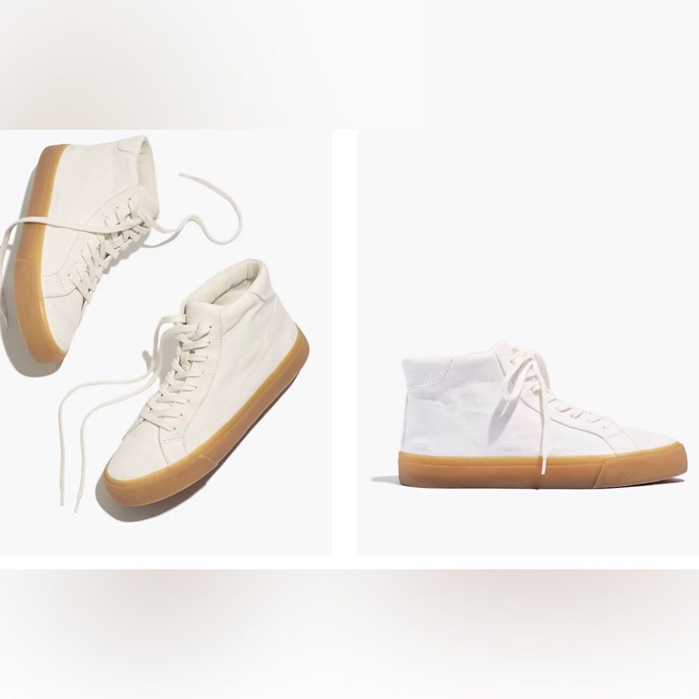 NEW Madewell sidewalk off white high top sneakers In recycled canvas 6.6